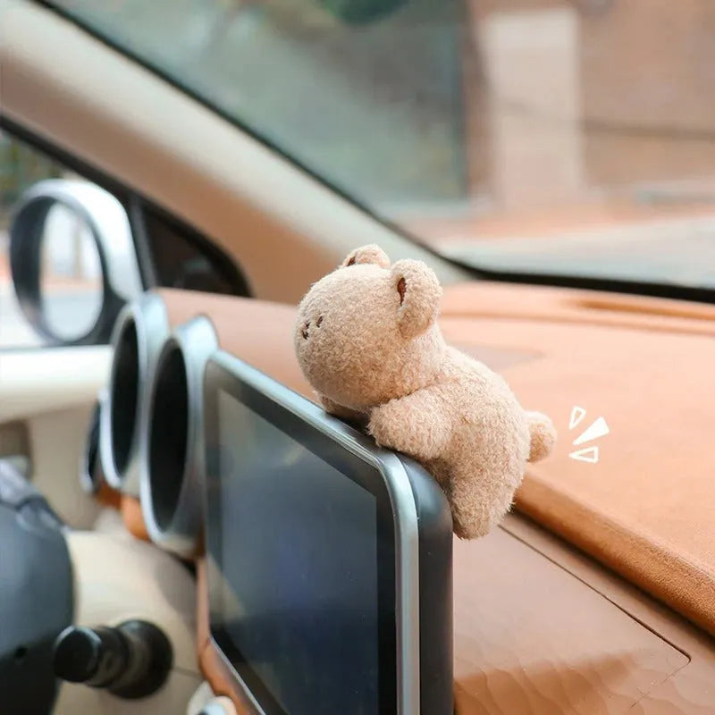 Soft fabric plush doll decoration for car centre console in bear or rabbit cartoon design