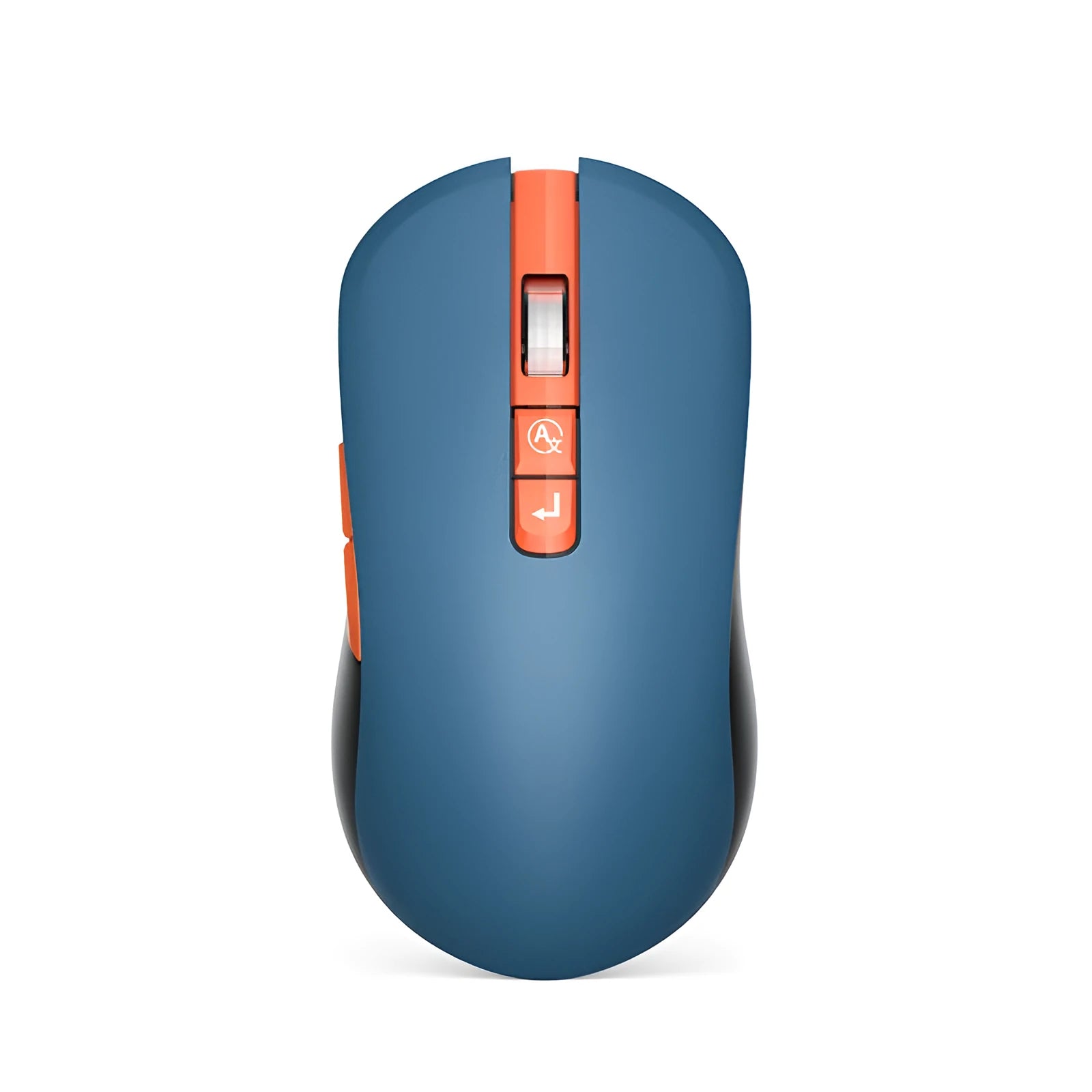 IFLYTEK black wireless gaming mouse with seven buttons and a noise-reducing microphone grille on a wooden desk.