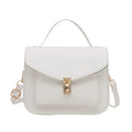 Retro style square messenger bag in PU leather, shown in black colour with visible sewing lines.
