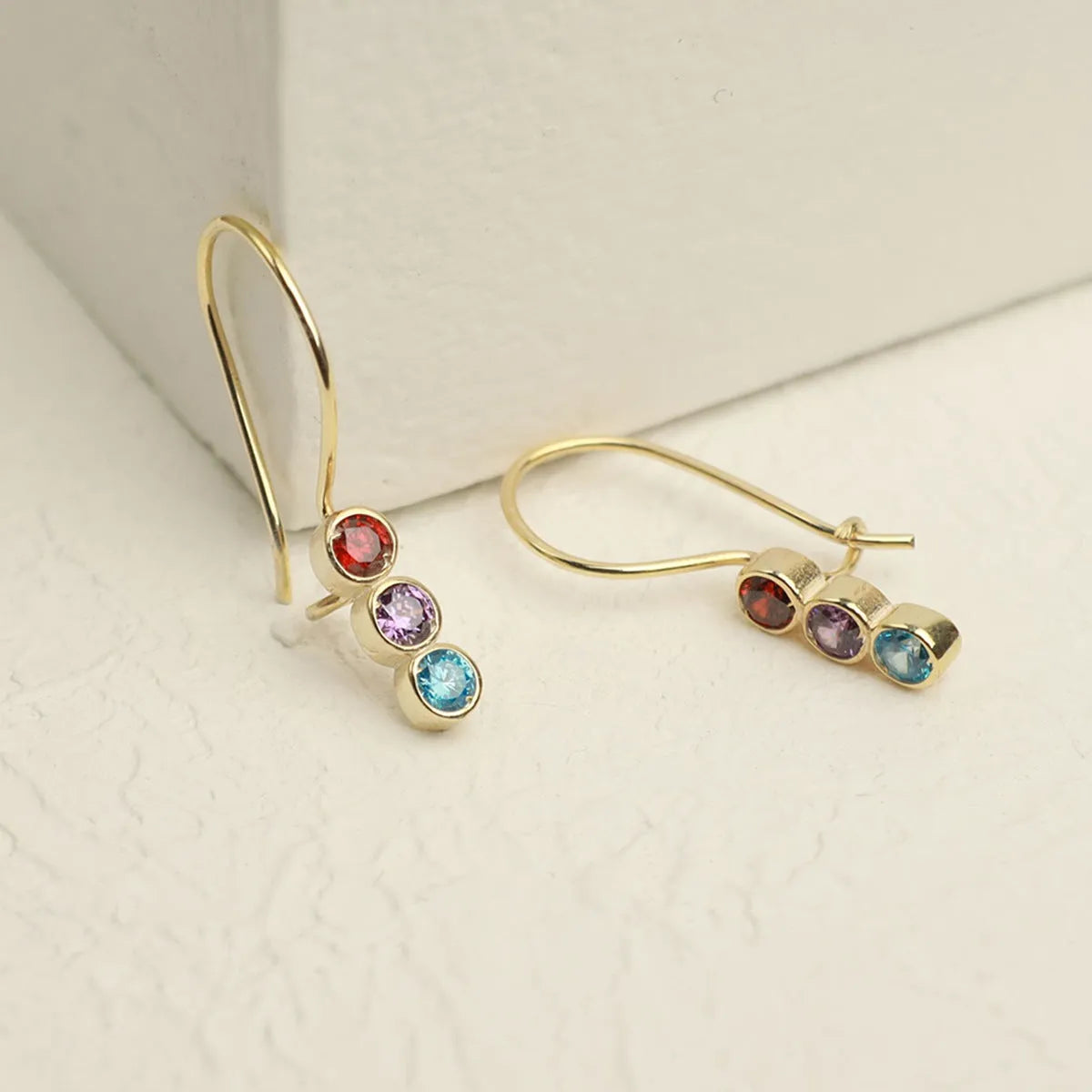 Sterling silver 925 earrings with yellow gold electroplating and colourful crystals for women