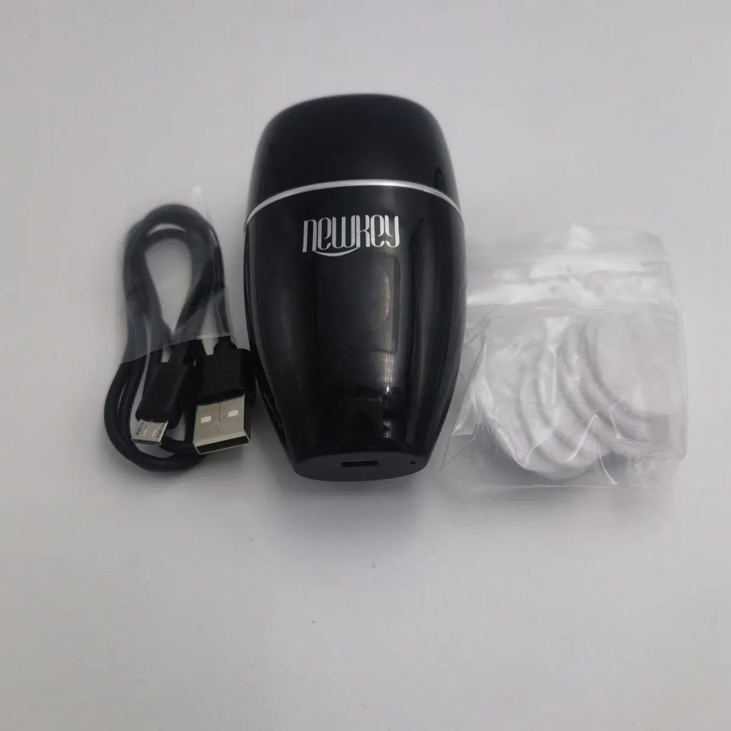 Black electric lip plumper device with silicone tip and 3-speed adjustment buttons
