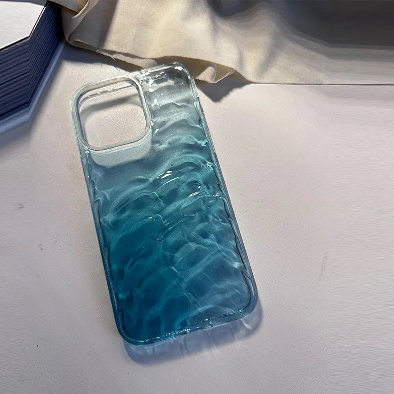 Faded blue water pattern silicone phone case for iPhone shockproof anti-drop