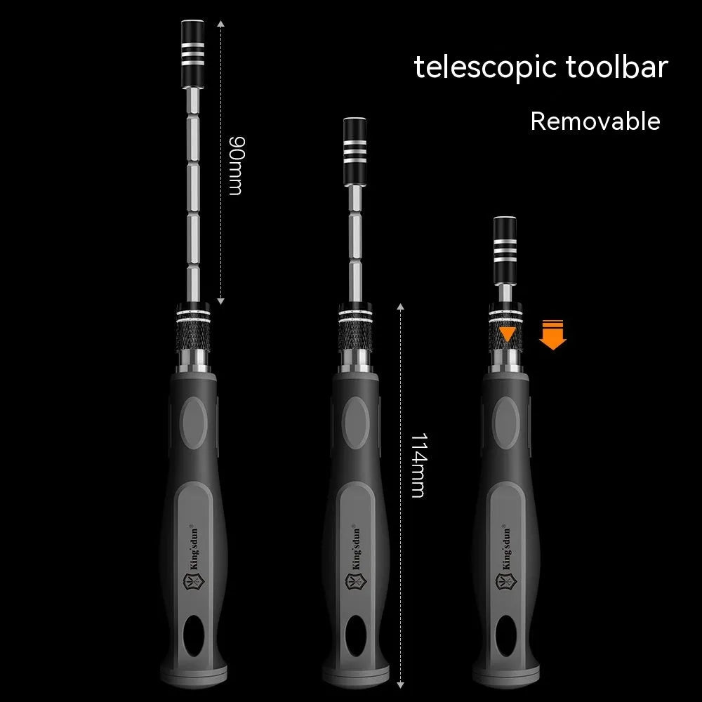 32 in 1 screwdriver set with 30 bits displayed in a black PP plastic storage case