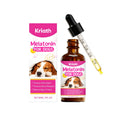 60ml bottle of liquid melatonin drops for dogs with dropper and ingredient list on label