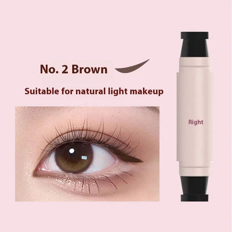 Double-headed waterproof not smudge eyeliner stamp pen with precise outline and natural finish in black