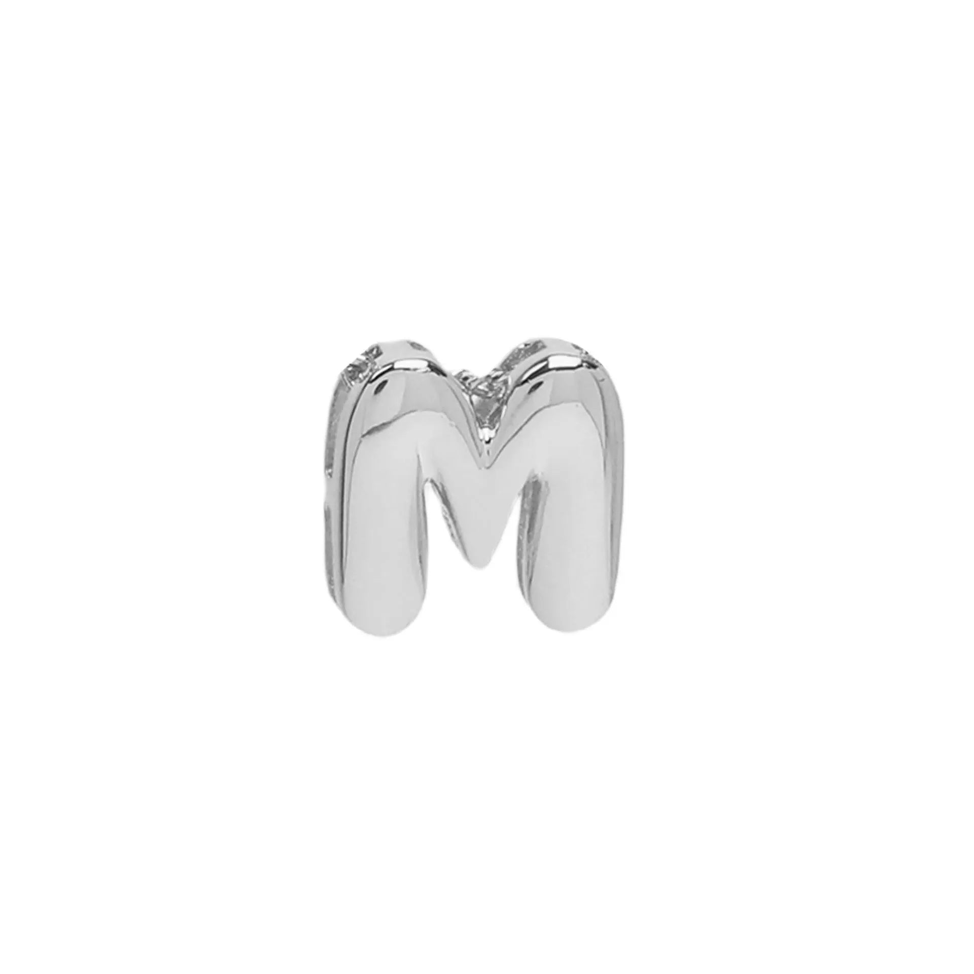 18k brass smooth surface bubble DIY letter bracelet with gold electroplated finish and letter pendant on white background