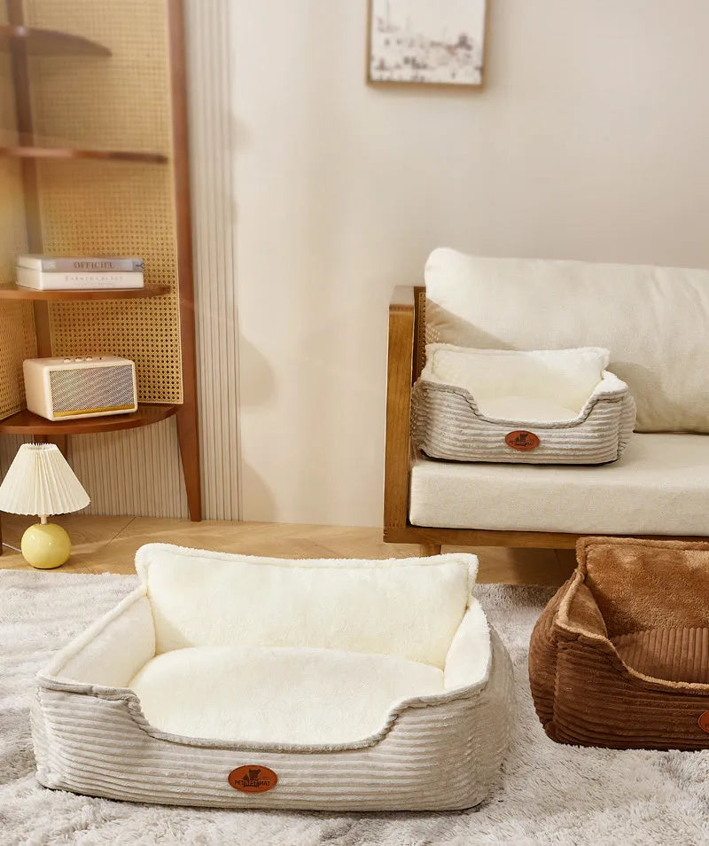 Universal kennel for small medium dogs with removable washable cover in Coffee colour on soft cushion