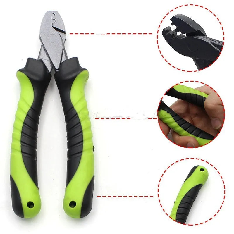 Green corrosion-resistant fishing cable cutters or pliers for cutting line and light wire
