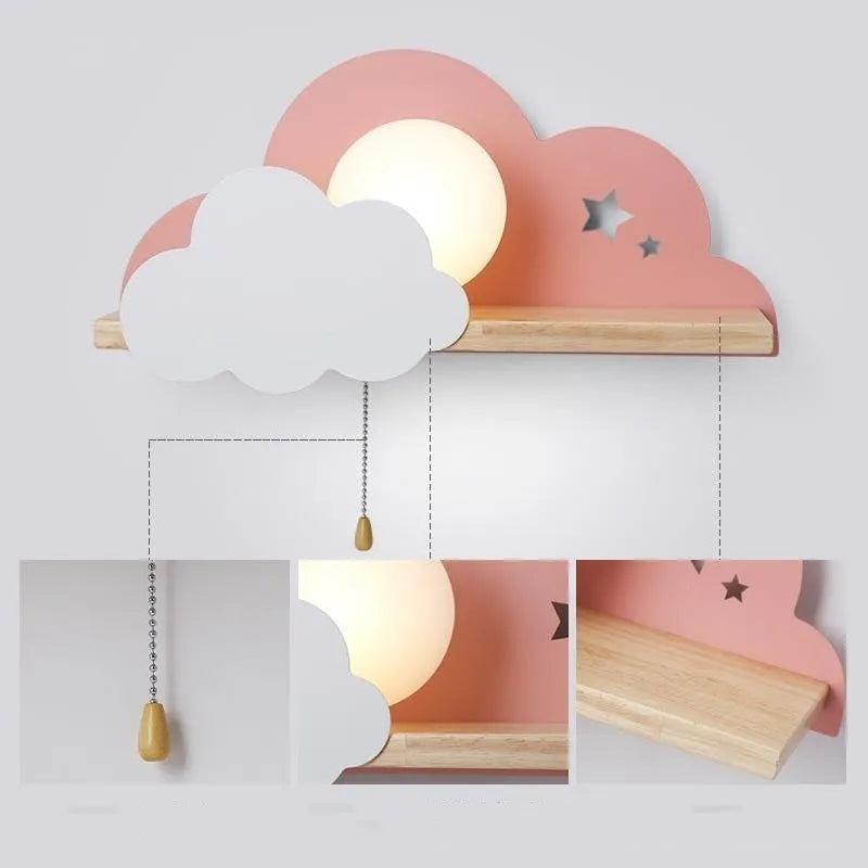 Glass cloud silhouette wall lamp with E27 fitting in grey, pink or white colour