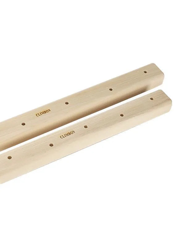 Set of three solid wooden fingerboards for grip strength training, showing different lengths and thickness profiles.
