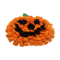 Orange pumpkin-shaped dog sniffing mat with raised fur texture for slow feeding