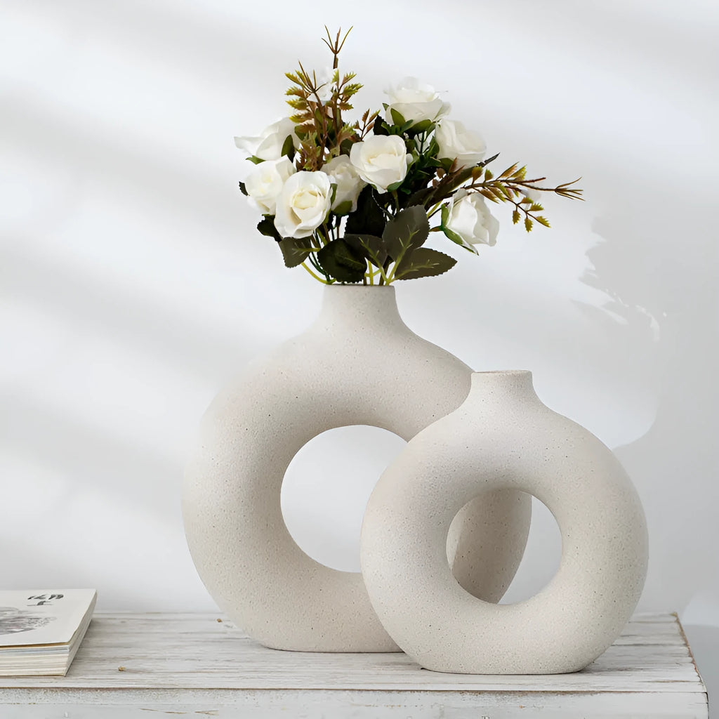 Porcelain biscuit vase with frosted texture for flower arranging in modern design
