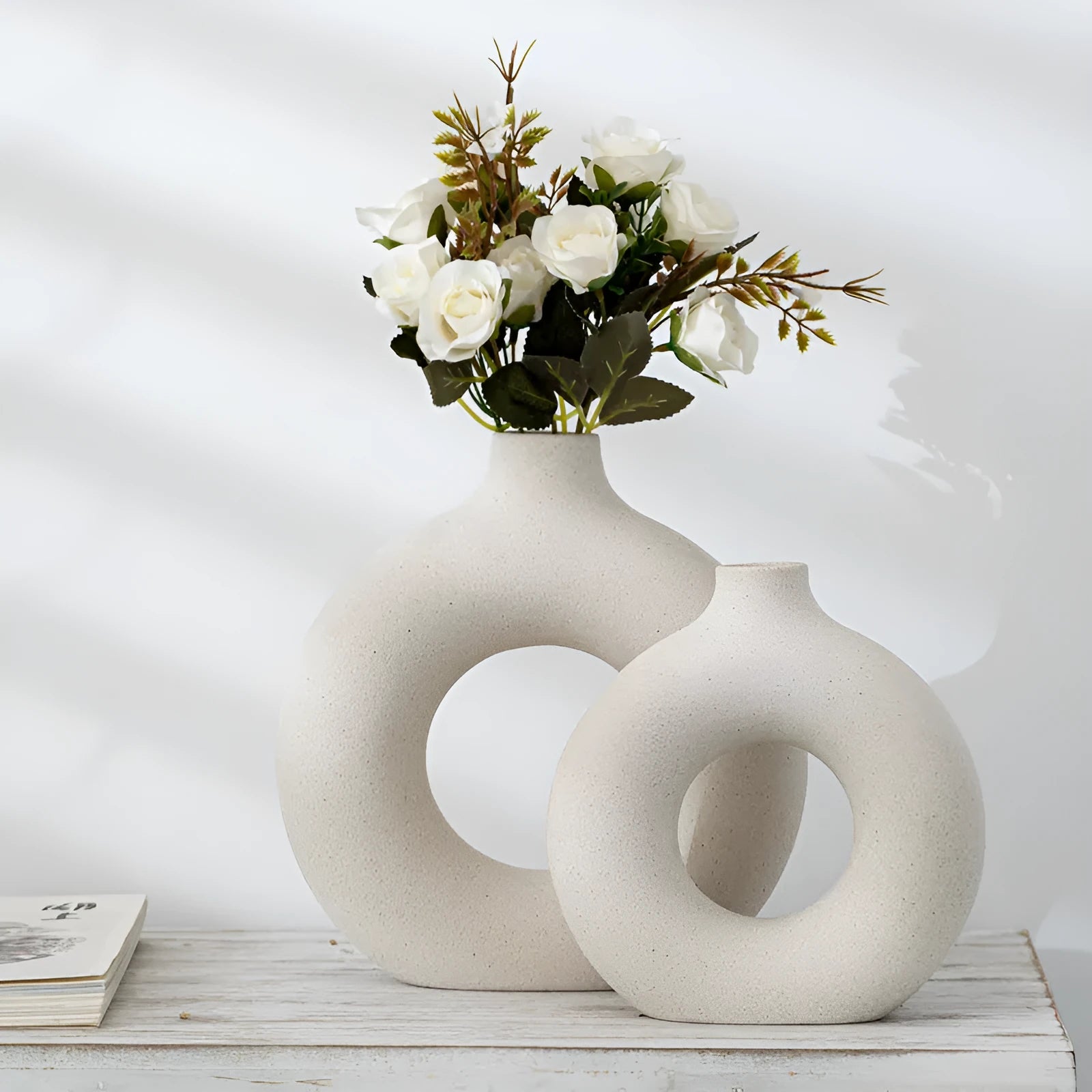 Porcelain biscuit vase with frosted texture for flower arranging in modern design