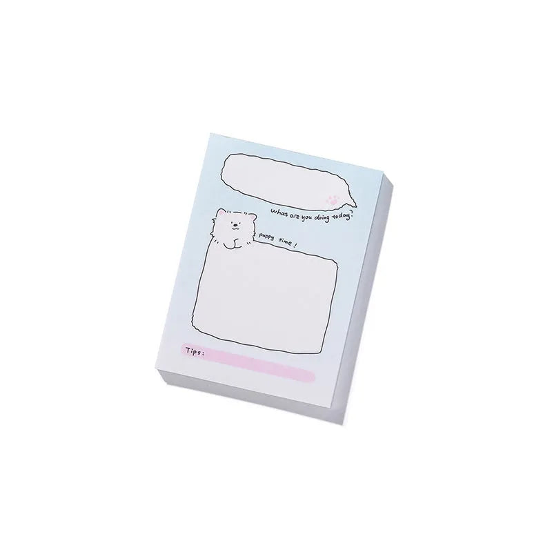 Cartoon sticky notes notepad set with heart designs in six styles including Echo Notes and Puppy Diary