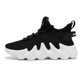 Men's lightweight breathable sock-like shoes in black, low top, round toe, lace-up, flat heel, sports footwear