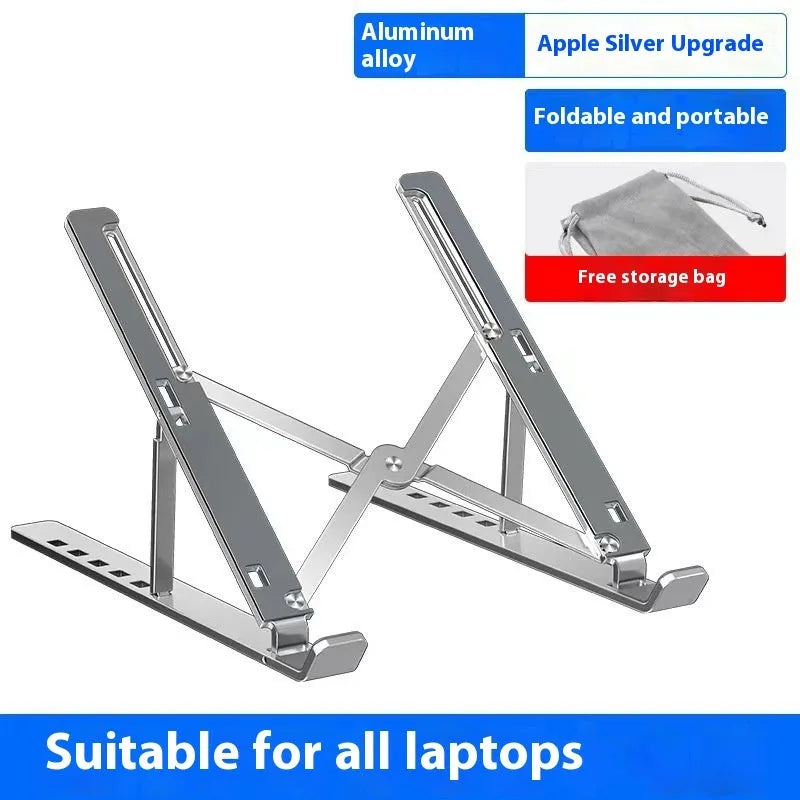 Silver aluminium laptop stand with folding legs for 16-18 inch notebooks