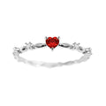 Gold or silver electroplated copper ring with peach heart charm and zircon detailing, sizes 6 to 10