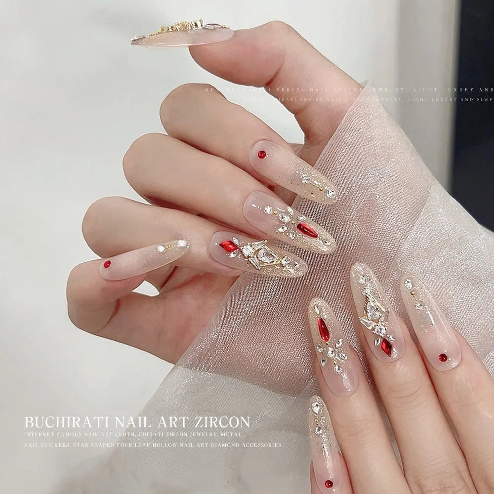 Square zircon nail rhinestone ornament in alloy frame, Princess series, 8X13mm and 9X11.5mm sizes on nail