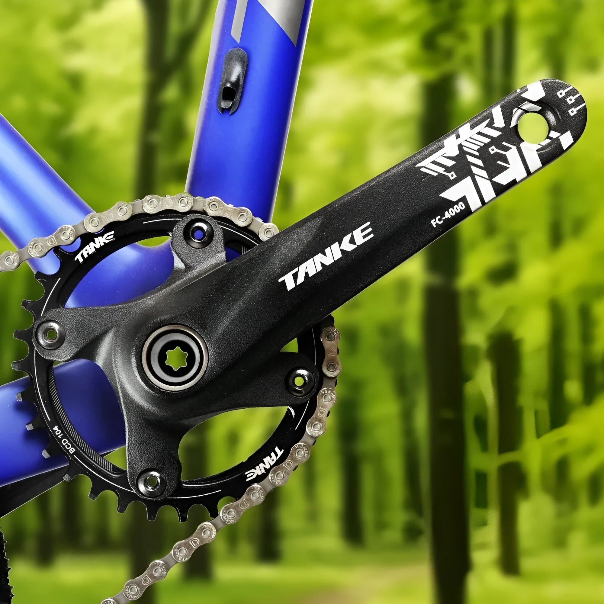 Mountain bike GXP crankset in black, red, or purple with single aluminium chainring and 170mm arms