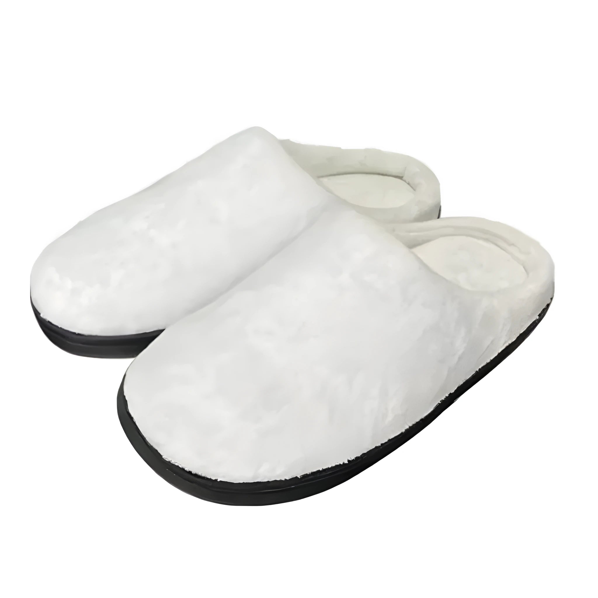 Pair of printed cotton flannel slippers with TPR sole, available in EU sizes 35 to 47.