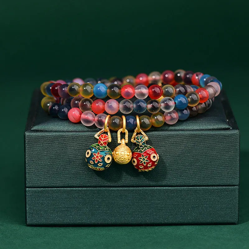 Dzogchen half pond agate bracelet with sugar heart fragrant gray glaze and swallowing gold beast element
