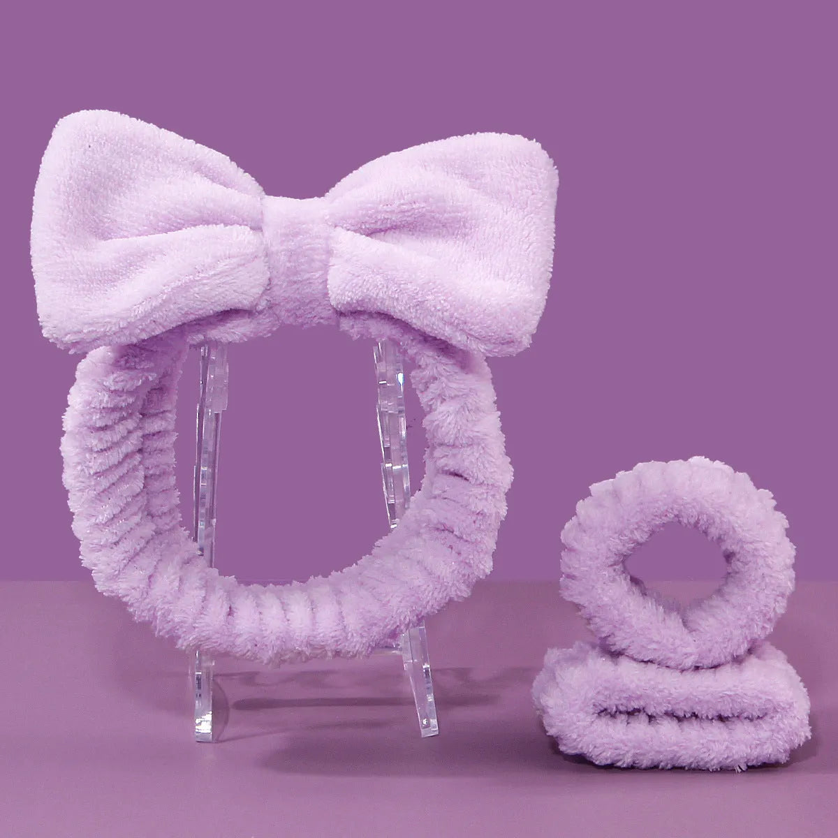 Coral fleece hair band facial brush set with face wash brush in multiple colour options