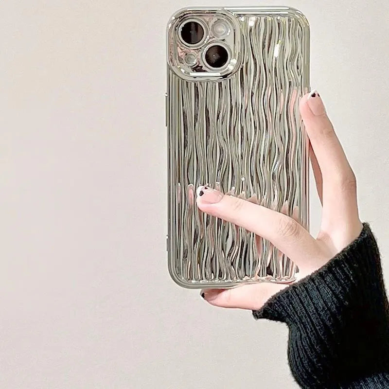 Silicone water ripple phone case glossy back cover for iPhone models in five colours