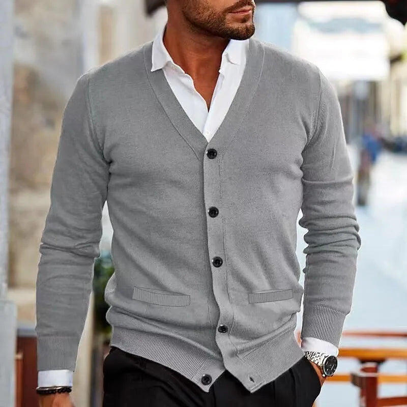 Men's slim fit acrylic cardigan sweater coat in multiple colours for autumn winter