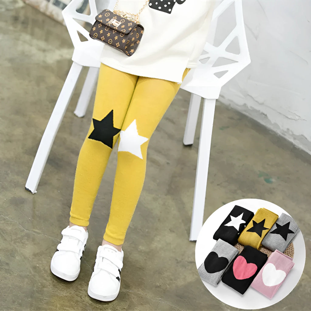 Cotton children's pantyhose with five-pointed star and heart motifs in six colours, four sizes 95-125CM