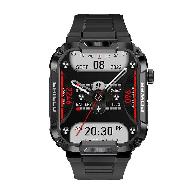 Smart three-proof watch with HD large screen in Army Green Glue showing health monitoring features