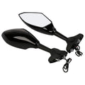 Motorcycle rear view mirror with LED arrow turn signals black plastic and aluminium stem