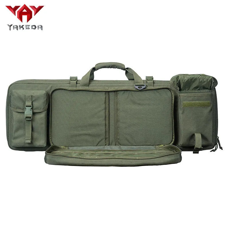 Large capacity waterproof sea fishing bag with double layers for rods and reels in black, 42 inch size