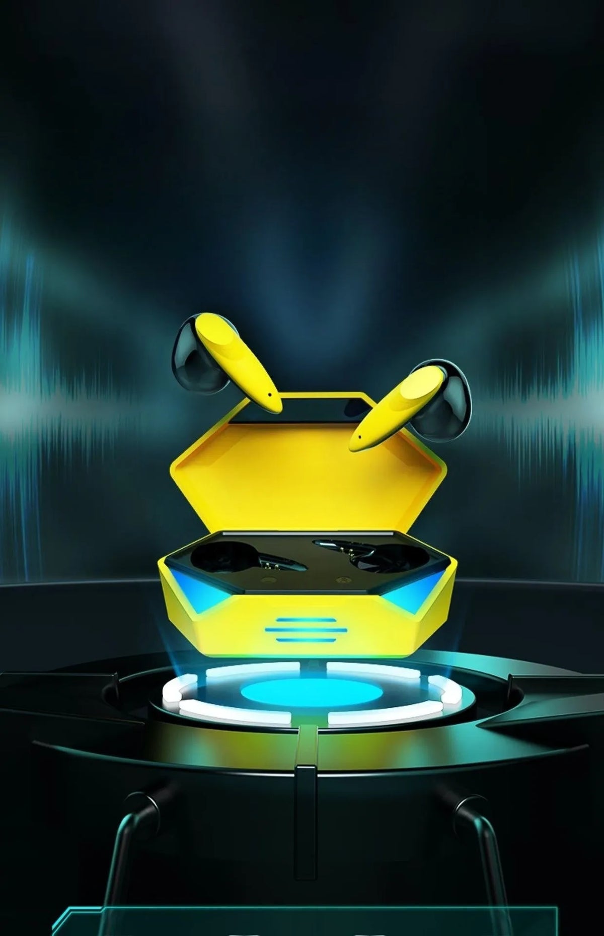 G20 Bluetooth TWS gaming headset with charging compartment, PC ABS sports earplugs, black white yellow