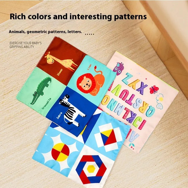Square fabric tissue box toy with colourful silk scarves for infant pulling play