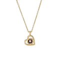 100 Languages I Love You necklace with heart-shaped charm showing custom photo projection inside, in gold finish