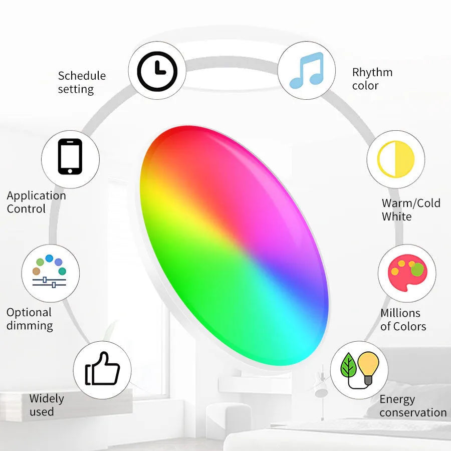 Graffiti WiFi smart ceiling light LED RGB CW WW 24W in white finish for bedroom or living room