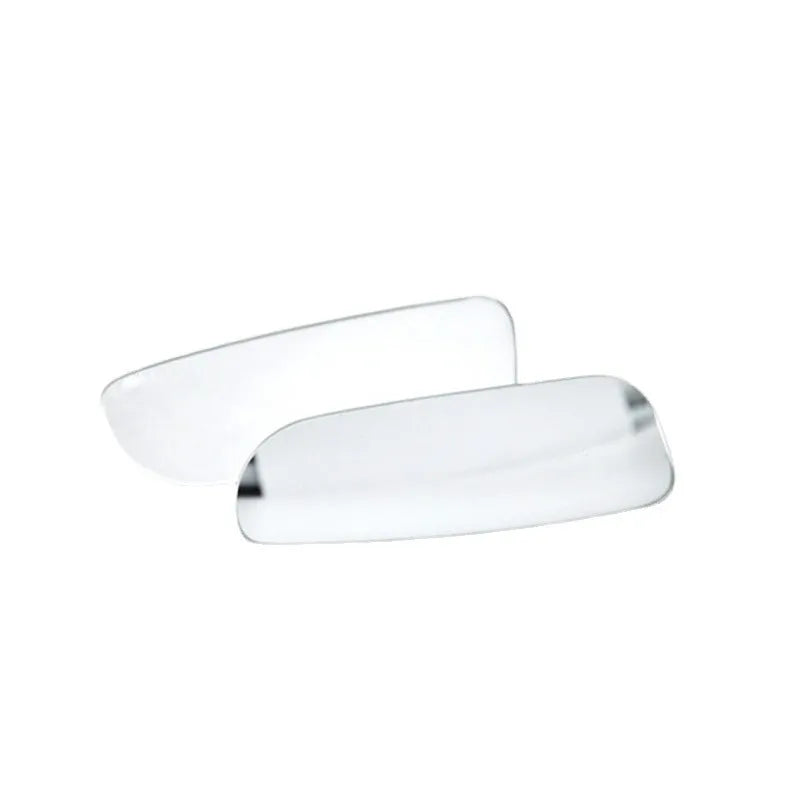 Glass adjustable rearview mirror accessory for vehicles showing dimensions and mounting adhesive