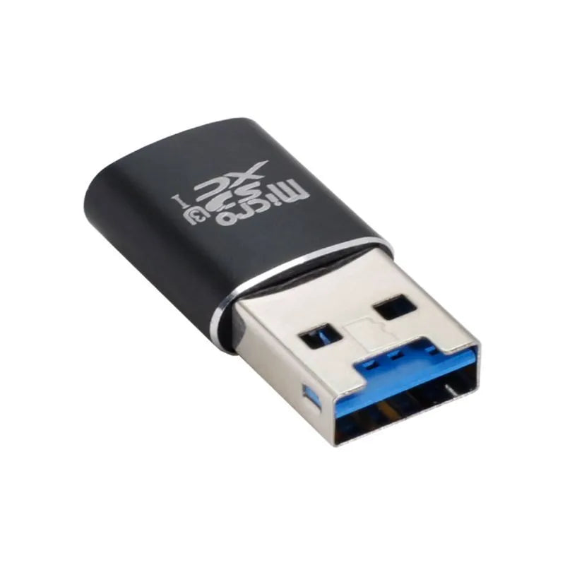 Black USB 3.0 card reader for Micro SD memory cards with ABS plastic housing