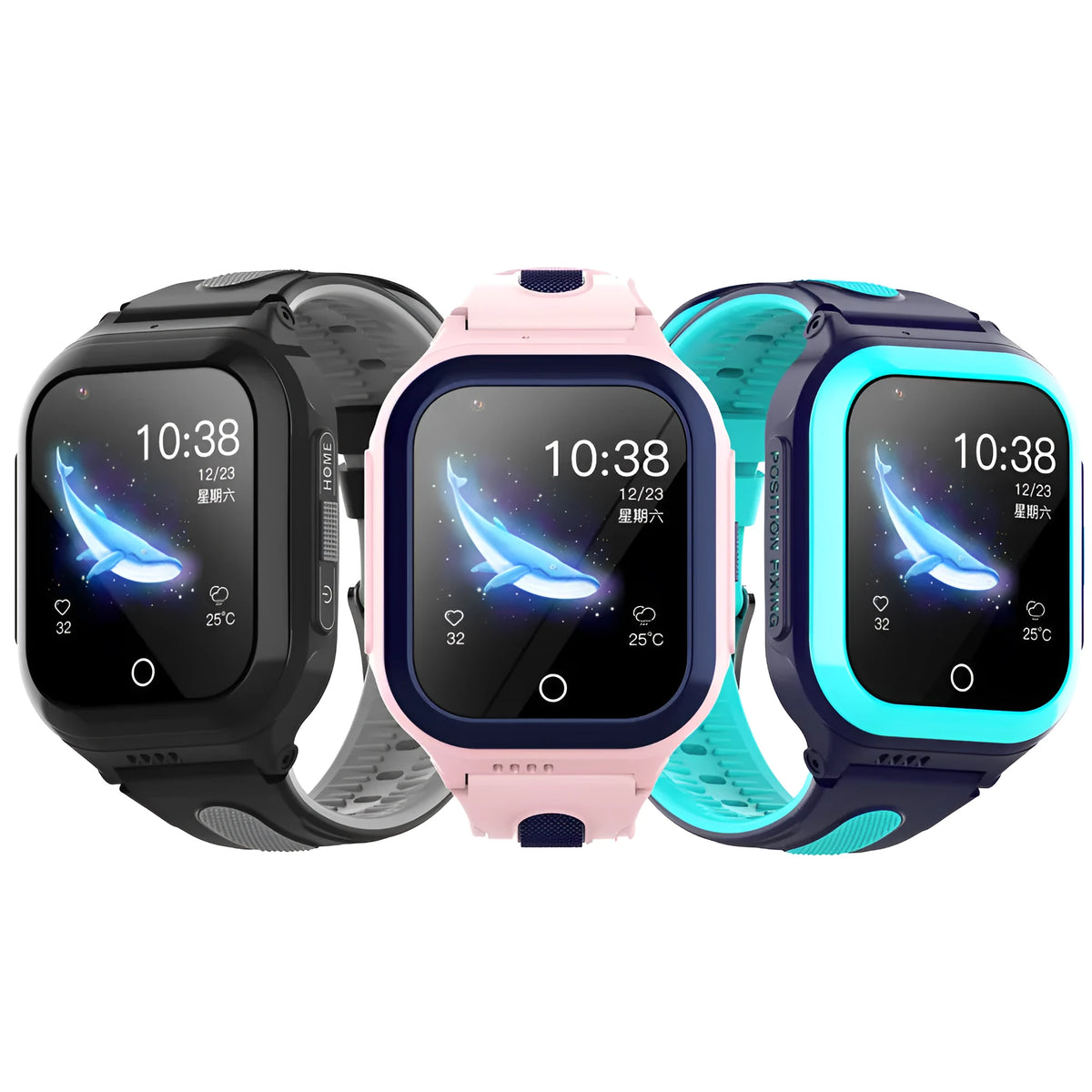 4G children's smart watch with video call, 1.4 inch screen, silicone strap, black colour option