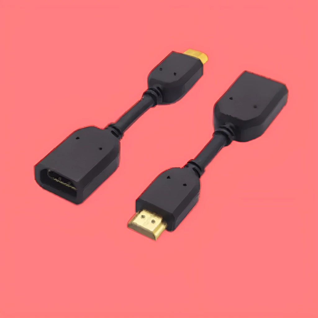 Male To Female HDMI Extension Cable 10cm black with gold plated plug and TPE wire jacket