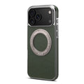 Denior genuine leather electroplating magnetic phone case for iPhone with stand in black