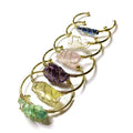 Gold winding geometric bracelet with natural crystal rough stones in bohemian ethnic design