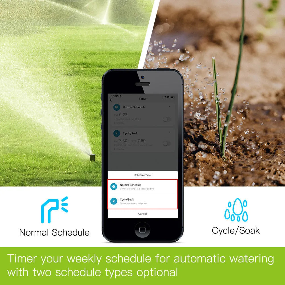 Bluetooth garden irrigation timer with smartphone app control for automated watering systems