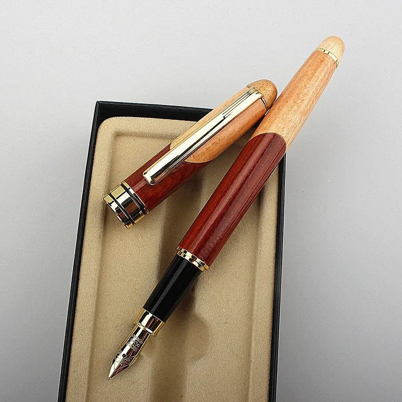 Wooden pen with metal barrel presented with a gift bag for office and finance professionals
