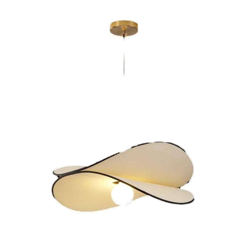 French style fabric potato chip chandelier pendant light in white, shown in a bedroom setting.