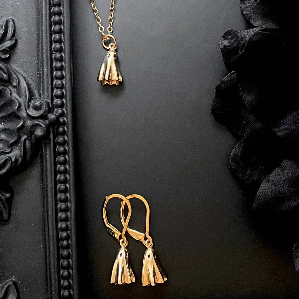 Ghost pendant necklace with titanium steel pendant on twisted chain, available in multiple chain style options