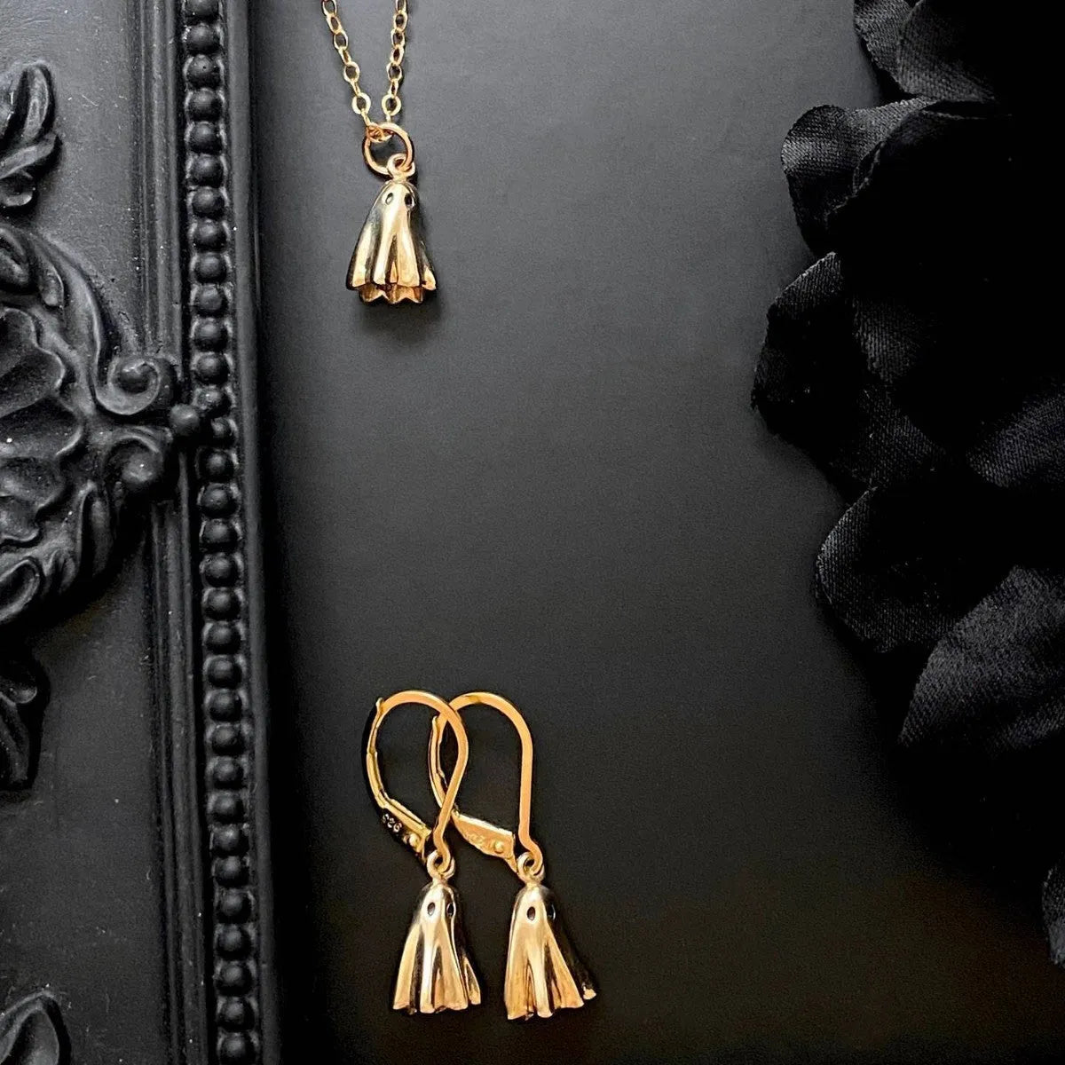 Ghost pendant necklace with titanium steel pendant on twisted chain, available in multiple chain style options