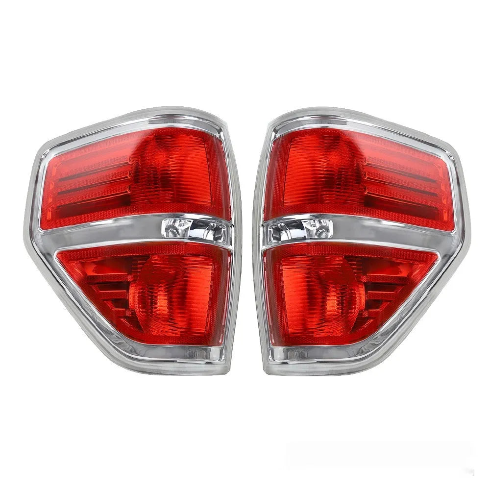 Pair of Ford F-150 taillight modification stop lamps in silver and black finish