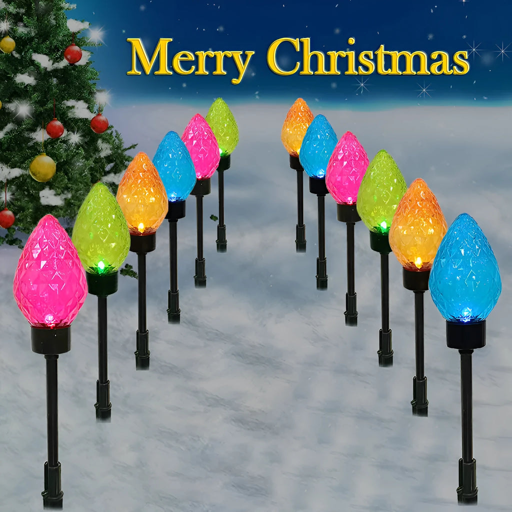 Set of 12 heart-shaped strawberry ground lamps 650mm tall IP65 outdoor garden lights