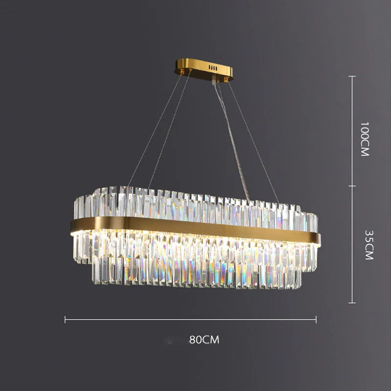 Stainless steel crystal chandelier with adjustable height for atmospheric restaurant and bedroom lighting